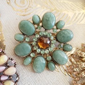 Faux Jade Brooch / Hair clip